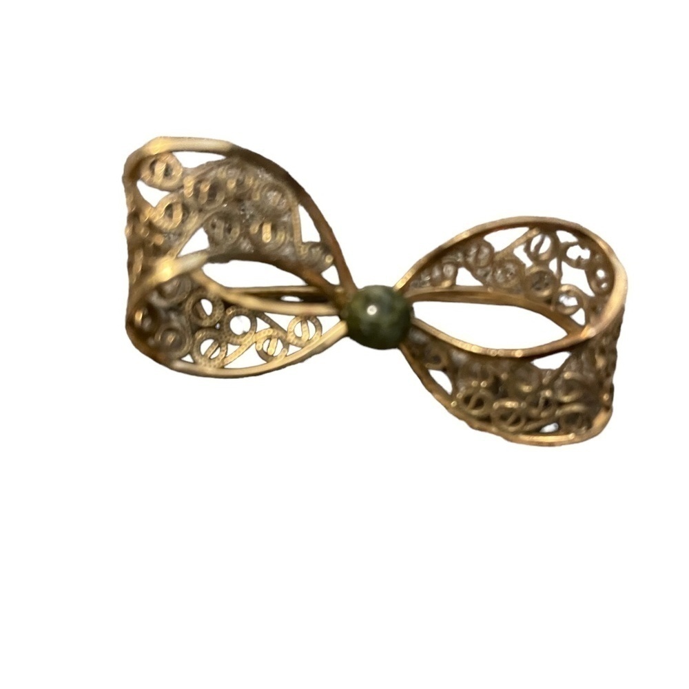 Vintage Duxelles 1/20 12kt GF Filigree‎ Emerald Brooch